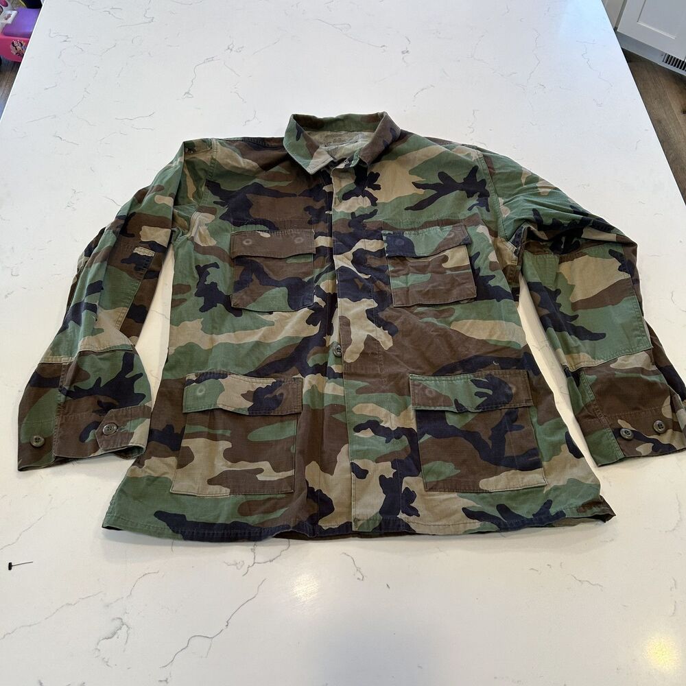 US Issued Woodland Camo Coat Size Large Long